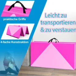Klappbare Weichbodenmatte Tragbar Gymnastikmatte Yogamatte 240 x 117 x 5 cm