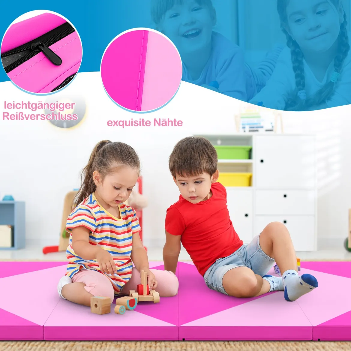 Klappbare Weichbodenmatte Tragbar Gymnastikmatte Yogamatte 240 x 117 x 5 cm