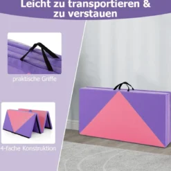 Klappbare Weichbodenmatte Tragbar Gymnastikmatte Yogamatte 240 x 117 x 5 cm