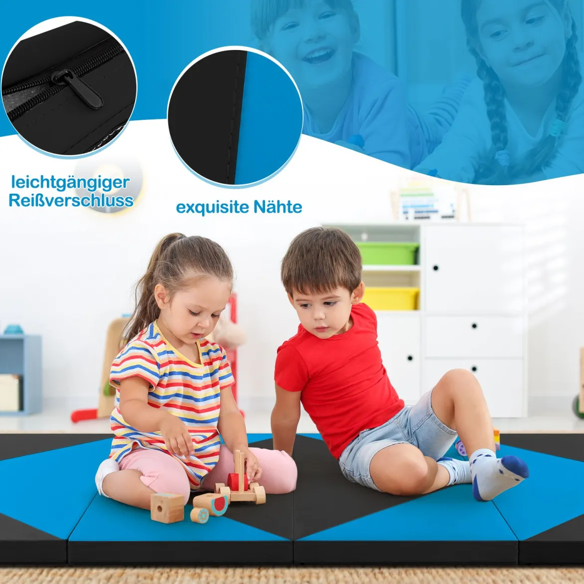 Klappbare Weichbodenmatte Tragbar Gymnastikmatte Yogamatte 240 x 117 x 5 cm