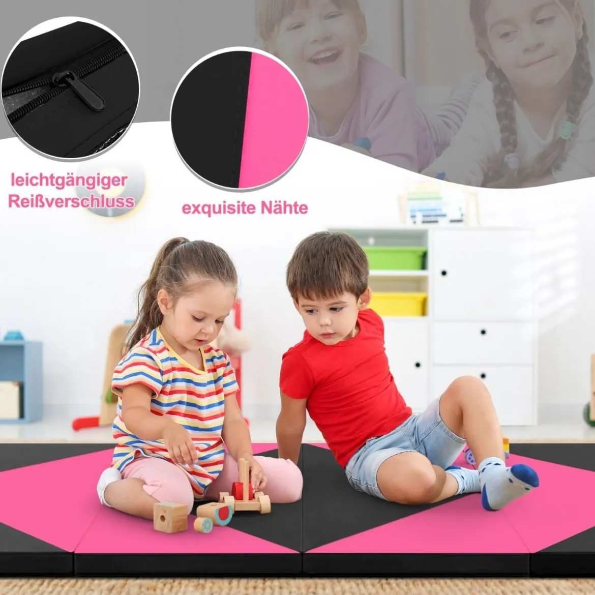 Klappbare Weichbodenmatte Tragbar Gymnastikmatte Yogamatte 240 x 117 x 5 cm