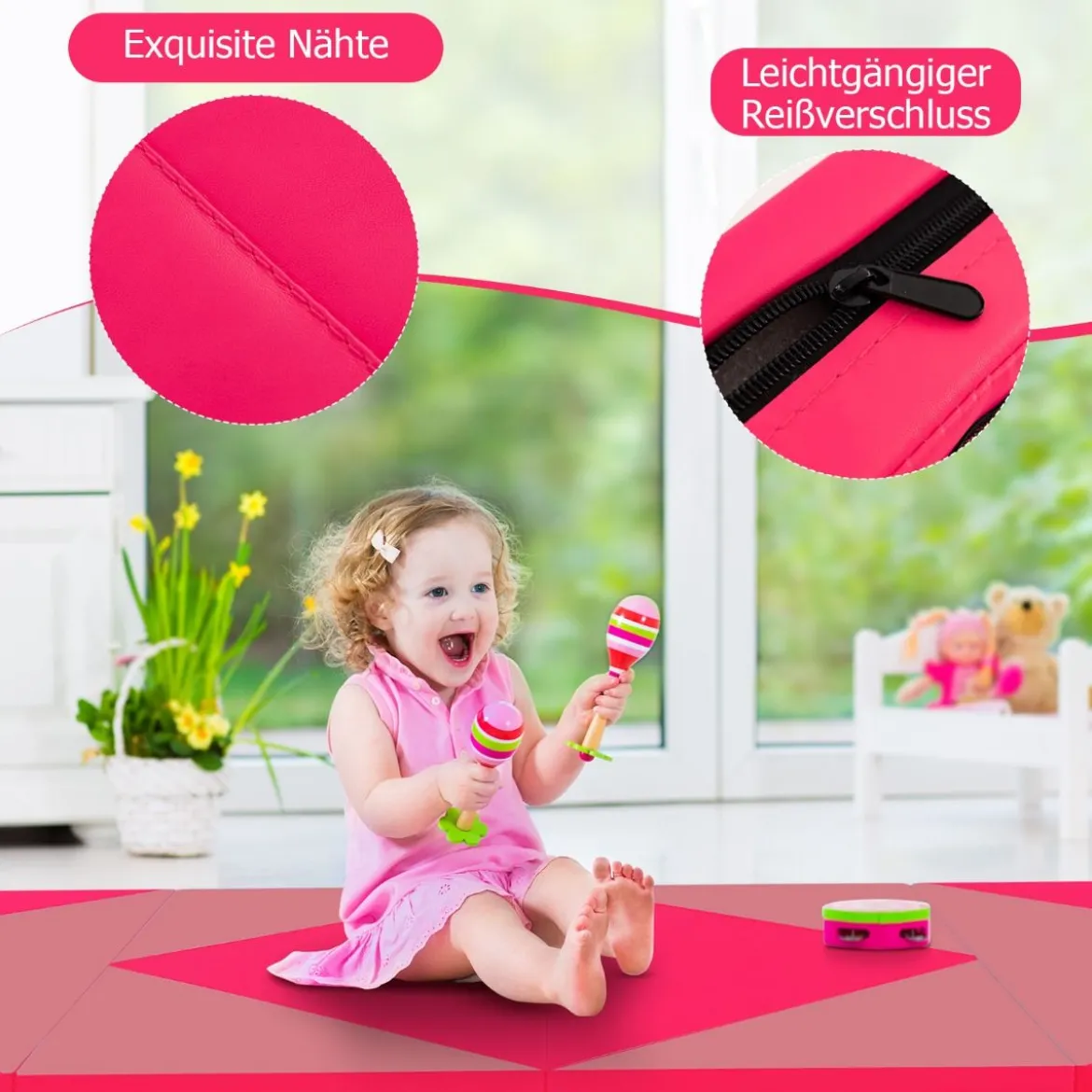 Klappbare Weichbodenmatte Tragbar Gymnastikmatte Yogamatte 240 x 117 x 5 cm