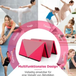 Klappbare Weichbodenmatte Tragbar Gymnastikmatte Yogamatte 240 x 117 x 5 cm