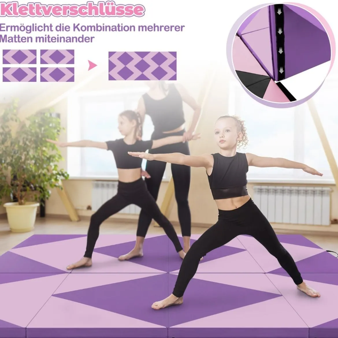 Klappbare Weichbodenmatte Tragbar Gymnastikmatte Yogamatte 240 x 117 x 5 cm