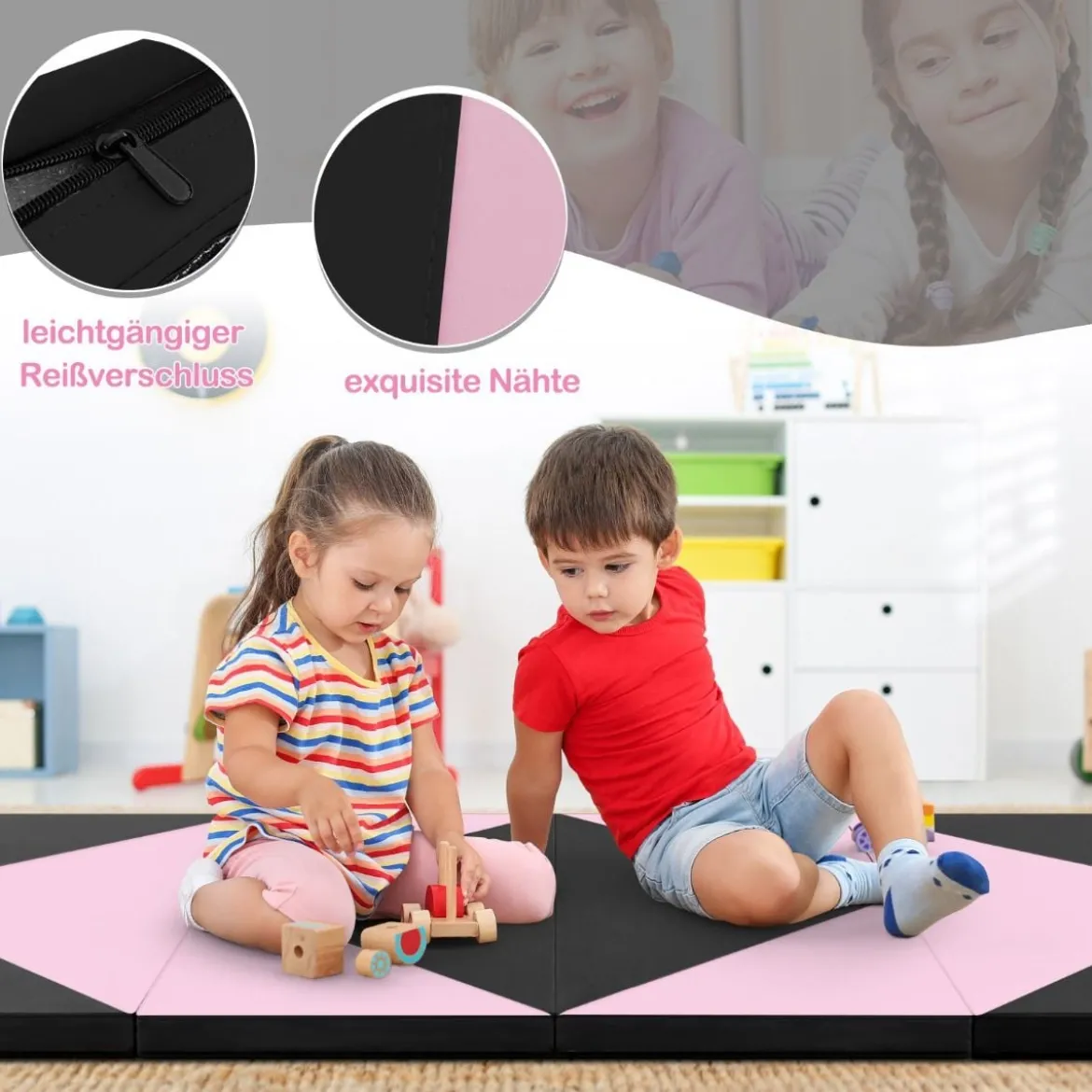 Klappbare Weichbodenmatte Tragbar Gymnastikmatte Yogamatte 240 x 117 x 5 cm