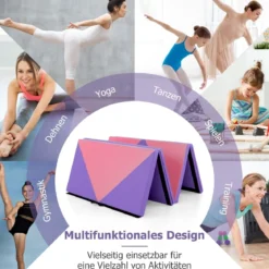 Klappbare Weichbodenmatte Tragbar Gymnastikmatte Yogamatte 240 x 117 x 5 cm