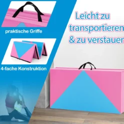 Klappbare Weichbodenmatte Tragbar Gymnastikmatte Yogamatte 240 x 117 x 5 cm