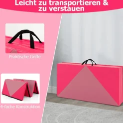 Klappbare Weichbodenmatte Tragbar Gymnastikmatte Yogamatte 240 x 117 x 5 cm