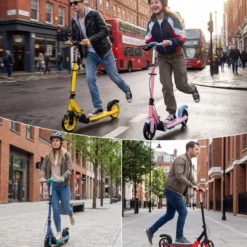 Klappbar Roller Scooter mit 2 Leuchtenden Rädern & Ständer Höhenverstellbar Tretroller Rot