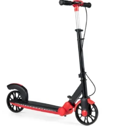 Klappbar Roller Scooter mit 2 Leuchtenden Rädern & Ständer Höhenverstellbar Tretroller Rot
