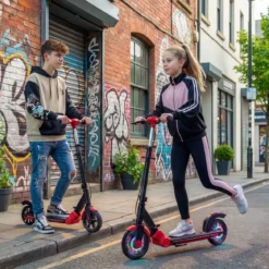 Klappbar Roller Scooter mit 2 Leuchtenden Rädern & Ständer Höhenverstellbar Tretroller Rot