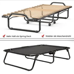 Klappbett 80x200 Cm Memory Foam Matratze Rollen Für Gäste Italien Schwarz