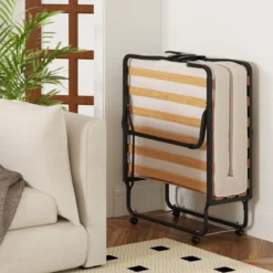 Klappbett 80x200 Cm Memory Foam Matratze Rollen Für Gäste Italien Schwarz