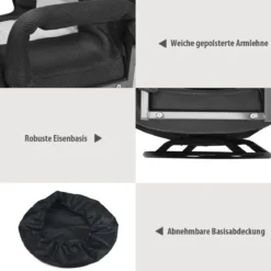 Klapp-Fußbodensessel Verstellbarer 6-Positionen-Bodenstuhl 61-87 x 55 x 75 cm Grau + Schwarz
