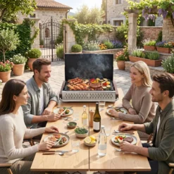 Klappgrill Outdoor Tragbarer Holzkohlegrill Camping Grill aus Metall 62 x 43,5 x 41,5 cm