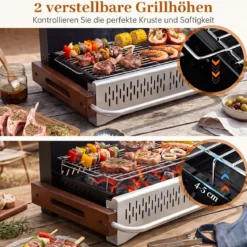 Klappgrill Outdoor Tragbarer Holzkohlegrill Camping Grill aus Metall 62 x 43,5 x 41,5 cm