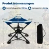 Klapphocker faltbar 360° drehbarer Campinghocker Falthocker mit Anti-Sink-Füßen & Tragetasche Blau