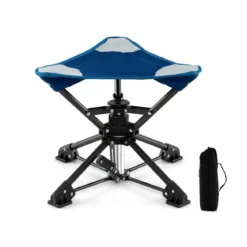 Klapphocker faltbar 360° drehbarer Campinghocker Falthocker mit Anti-Sink-Füßen & Tragetasche Blau