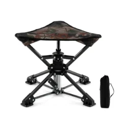 Klapphocker faltbar 360° drehbarer Campinghocker Falthocker mit Anti-Sink-Füßen & Tragetasche Tarnung