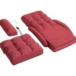 Klappsofa Schlafsofa Bodenstuhlsofa Liegebett verstellbar mit Armlehnen & Kissen Rot