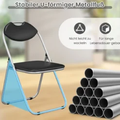 Klappstühle mit Metallrahmen & Gepolsterten Sitzen & Rutschfesten Fußpolstern