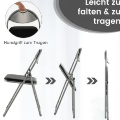 Klappstühle mit Metallrahmen & Gepolsterten Sitzen & Rutschfesten Fußpolstern