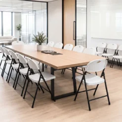 Klappstuhl 6er Set Essstühle aus Kunststoff Küchenstuhl mit Rückenlehne & Metallrahmen Weiß