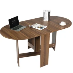 Klapptisch Rund Balkontisch Klappbarer Gartentisch Braun Holz