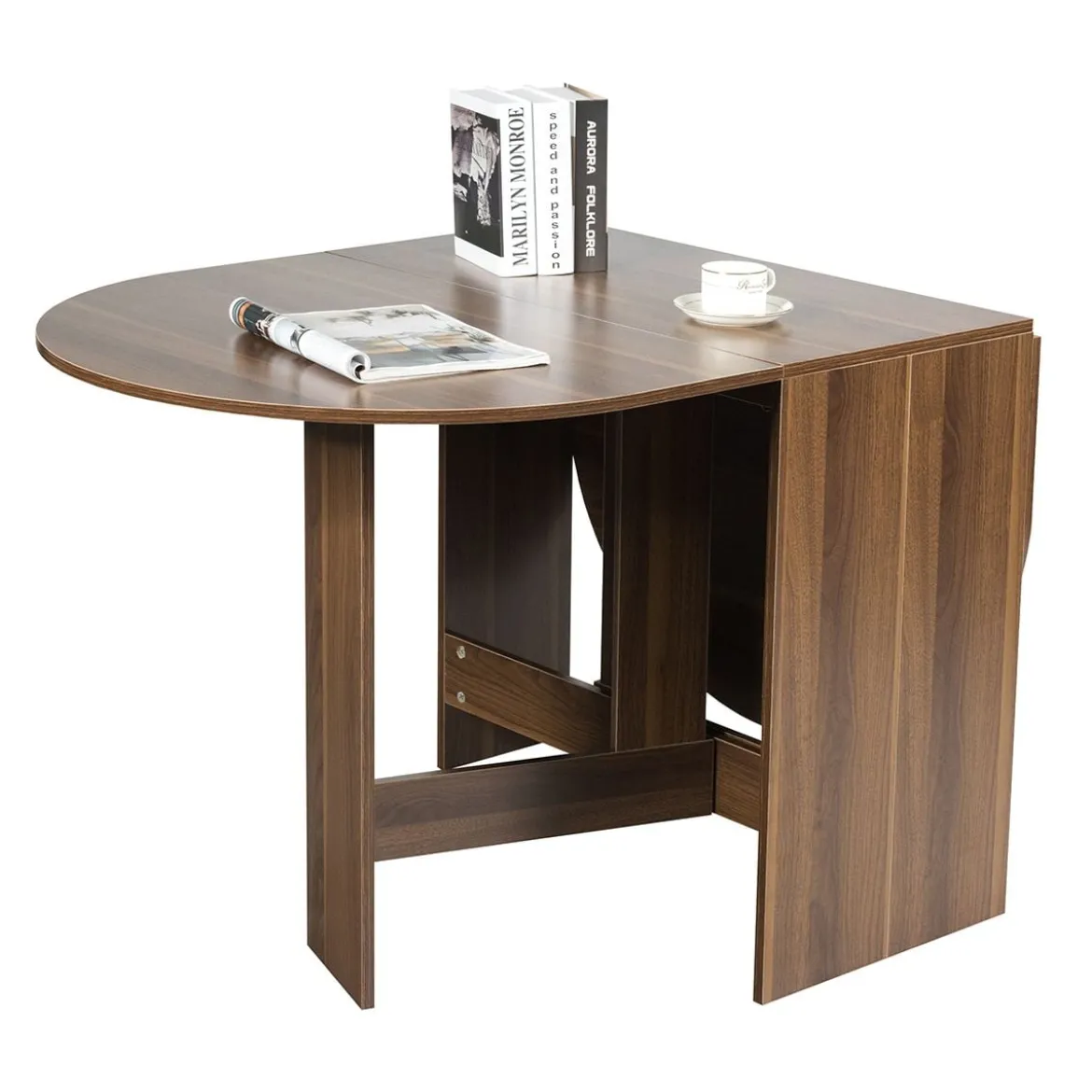 Klapptisch Rund Balkontisch Klappbarer Gartentisch Braun Holz