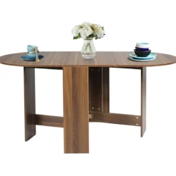 Klapptisch Rund Balkontisch Klappbarer Gartentisch Braun Holz