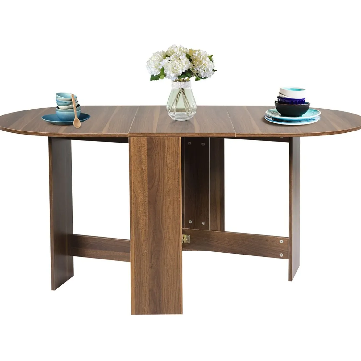 Klapptisch Rund Balkontisch Klappbarer Gartentisch Braun Holz