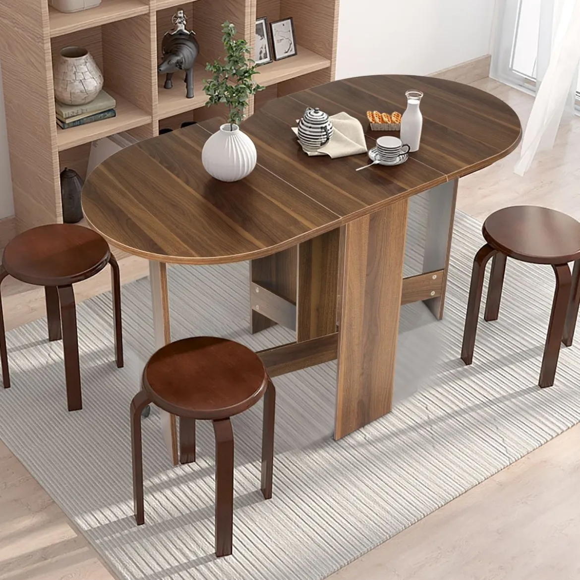 Klapptisch Rund Balkontisch Klappbarer Gartentisch Braun Holz