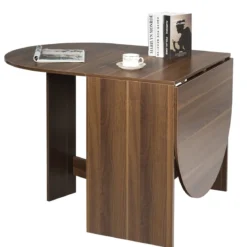 Klapptisch Rund Balkontisch Klappbarer Gartentisch Braun Holz