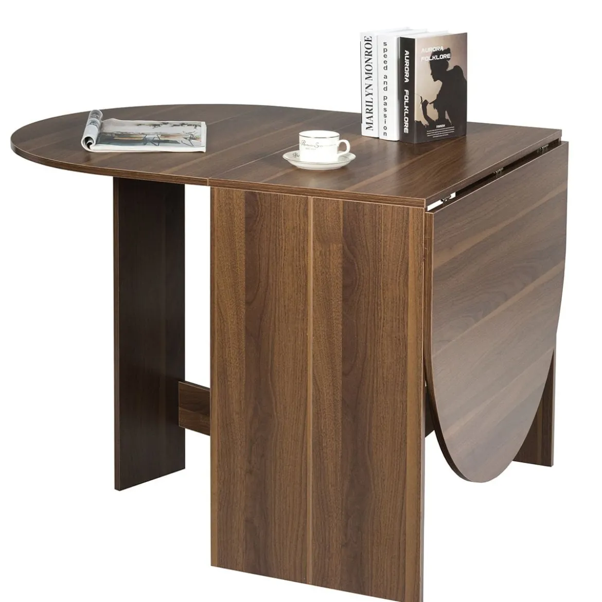 Klapptisch Rund Balkontisch Klappbarer Gartentisch Braun Holz
