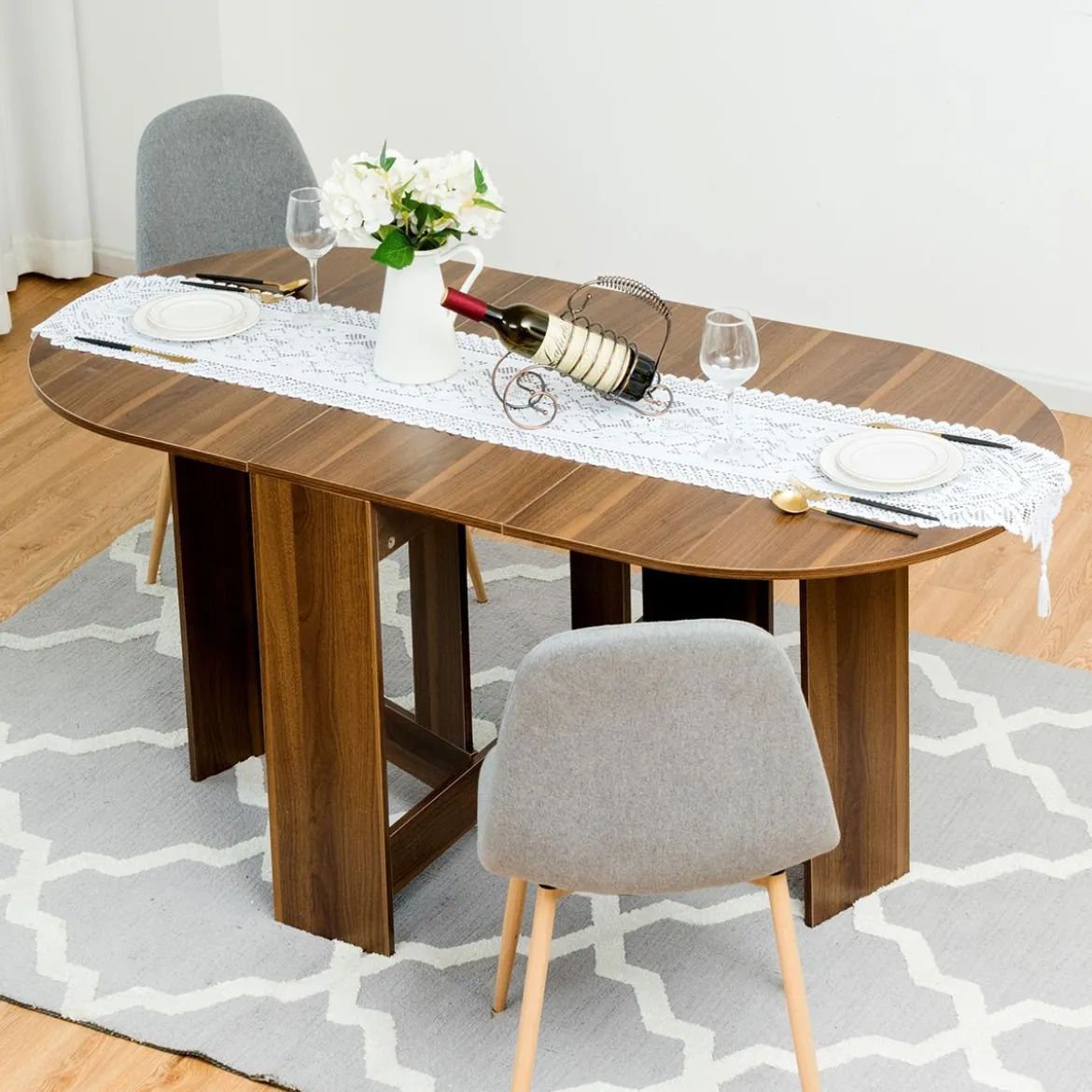 Klapptisch Rund Balkontisch Klappbarer Gartentisch Braun Holz