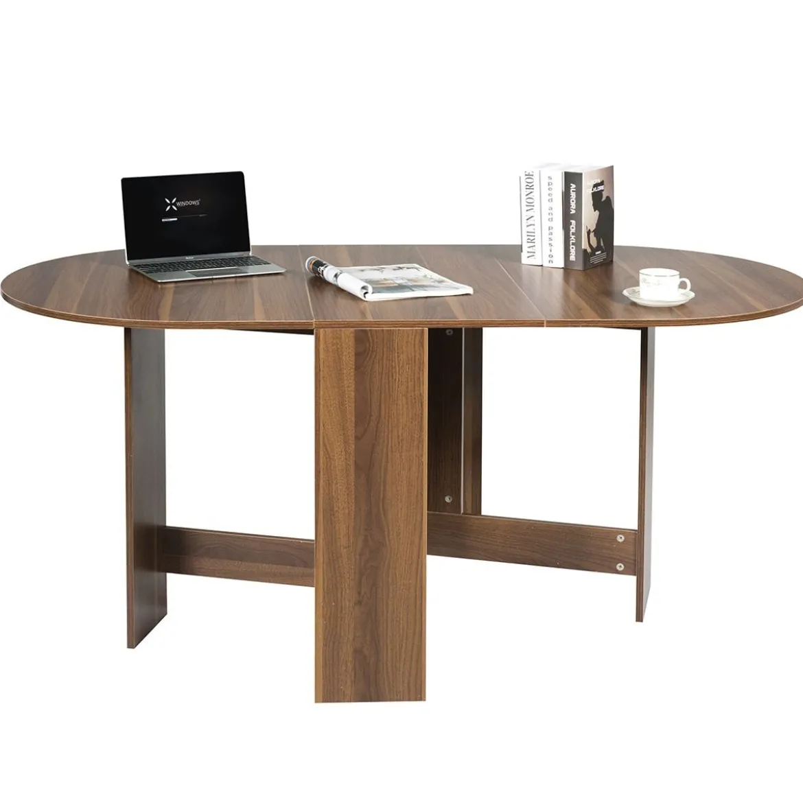 Klapptisch Rund Balkontisch Klappbarer Gartentisch Braun Holz