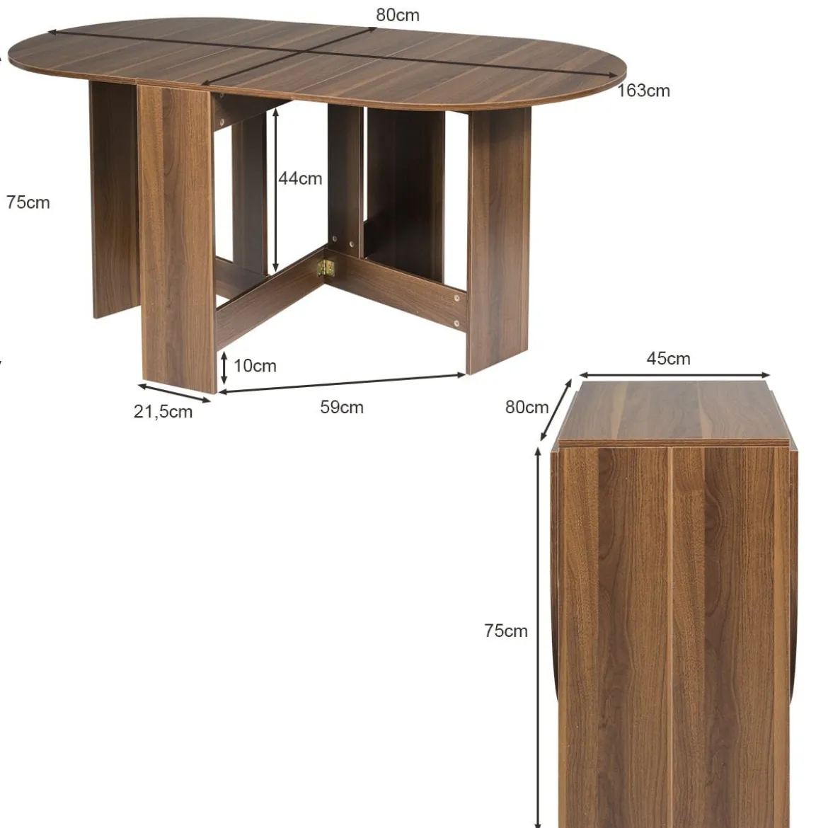 Klapptisch Rund Balkontisch Klappbarer Gartentisch Braun Holz