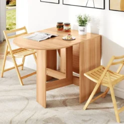 Klapptisch Rund Balkontisch Klappbarer Gartentisch Natur
