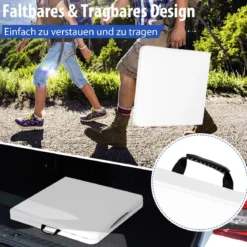 Klapptisch Zweifach Zusammenklappbarer Picknicktisch mitHöhenverstellung Weiß