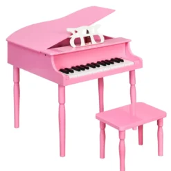 Klassisches 30 Tasten Kinderklavier mit Notenpult & Sitzbank Ideal für Kinder von 3 bis 8 J. Rosa