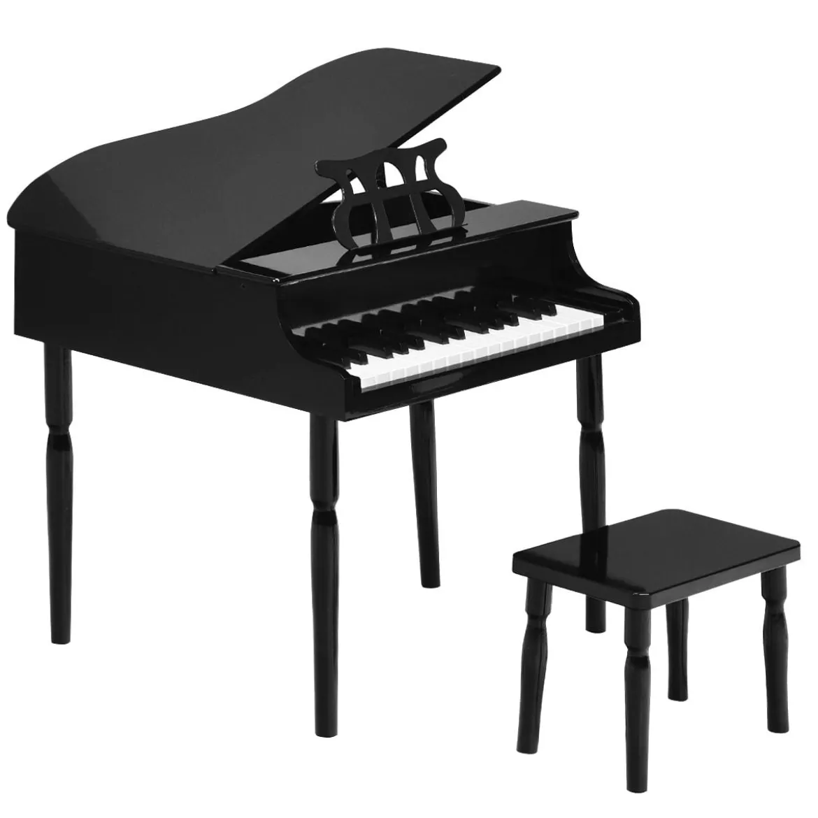 Klassisches 30 Tasten Kinderklavier mit Notenpult & Sitzbank Ideal für Kinder von 3 bis 8 J. Schwarz