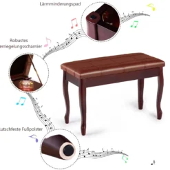 Klavierbank mit Notenfach Klavierhocker aus Massivhoz 75 x 35 x 49 cm Braun