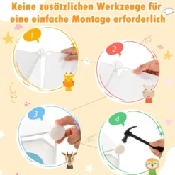 Kleiderschrank für Kinder mit 8 Würfeln & Hängebereich einfache Montage Weiß