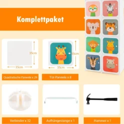 Kleiderschrank für Kinder mit 8 Würfeln & Hängebereich einfache Montage Weiß