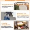 Kleiderständer auf Rollen mit 2 Kleiderstangen & 2 Ablagen & 4 Haken Garderobenständer