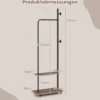 Kleiderständer auf Rollen offene Kleiderstange mit 2 Haken 60 × 30 × 175 cm Braun