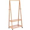 Kleiderständer Kleiderstange Kleiderwagen Rollgarderobe rollbar Bambus