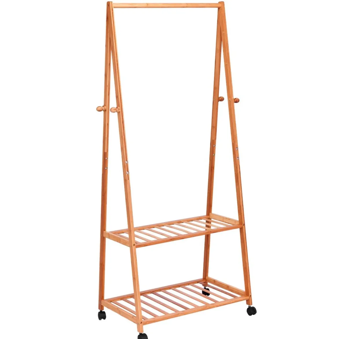 Kleiderständer Kleiderstange Kleiderwagen Rollgarderobe rollbar Bambus