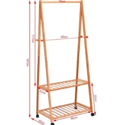 Kleiderständer Kleiderstange Kleiderwagen Rollgarderobe rollbar Bambus