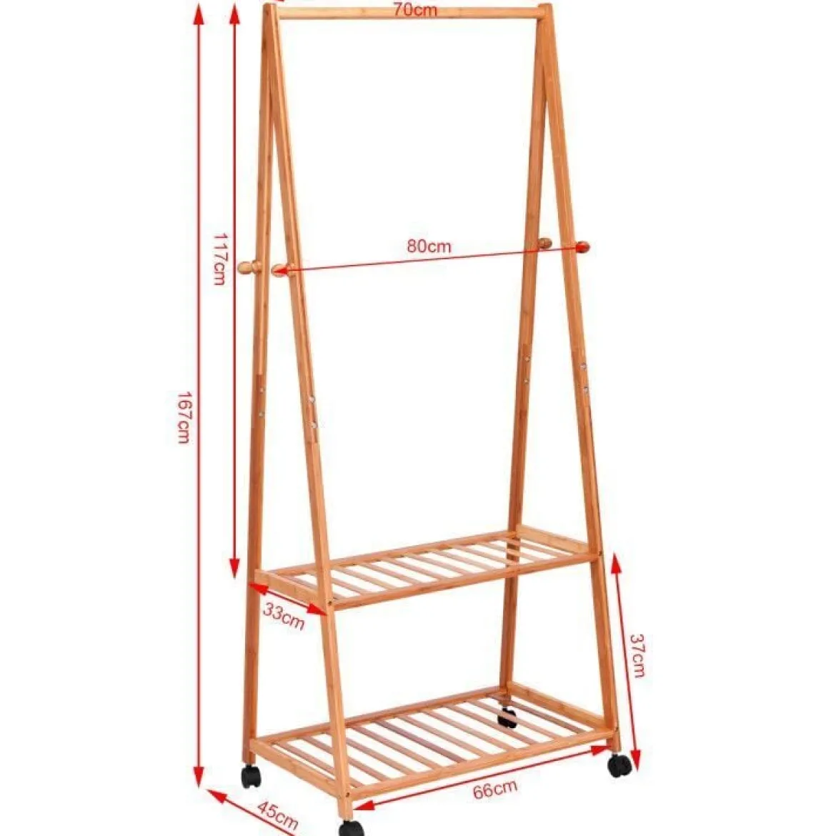 Kleiderständer Kleiderstange Kleiderwagen Rollgarderobe rollbar Bambus